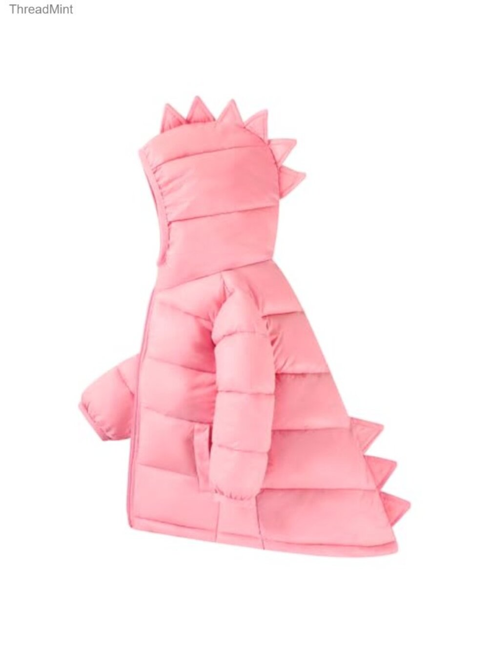 Kids Winter Hooded Puffer Jacket Lightweight Dinosaur 3D Spikes Windproof